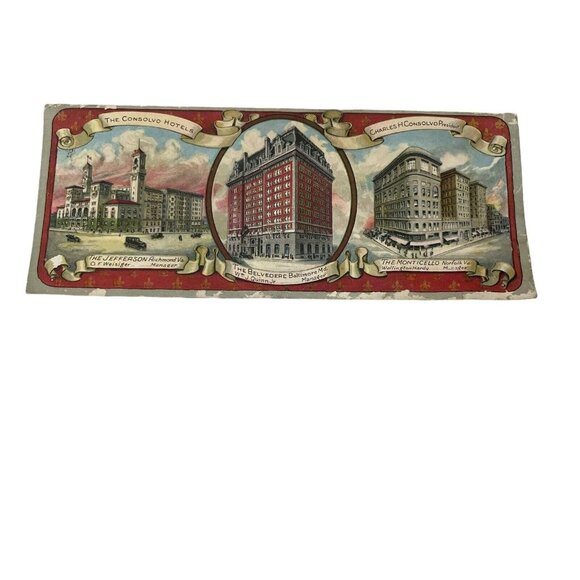 Antique US Consolvo Hotels Advertising Ink Blotter The Belvedere Monticello VA - Picture 1 of 2